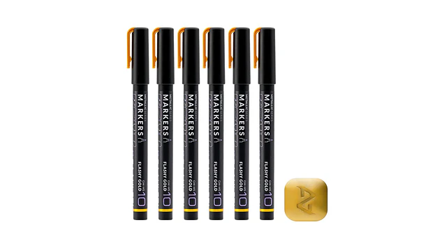 Marcador Acrílico Metálico Oro Brillante - Pack x 6 | Marca GaahIeri 1
