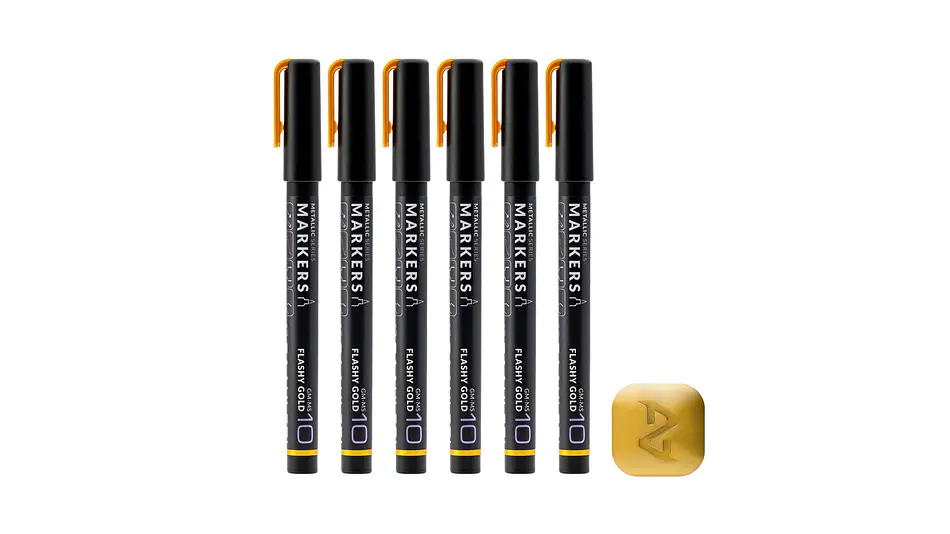 Marcador Acrílico Metálico Oro Brillante - Pack x 6 | Marca GaahIeri 1