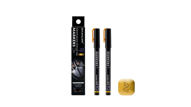Marcador Acrílico Metálico Oro Brillante - Pack x 2 | Marca GaahIeri 1