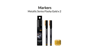 Marcador Acrílico Metálico Oro Brillante - Pack x 2 | Marca GaahIeri