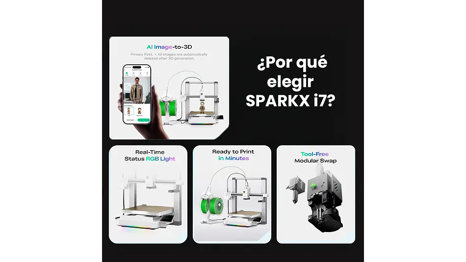 Sparkx I7 con CFS Mini Creality | Tamaño Imp 260x260x255mm | Impresora 3D 12