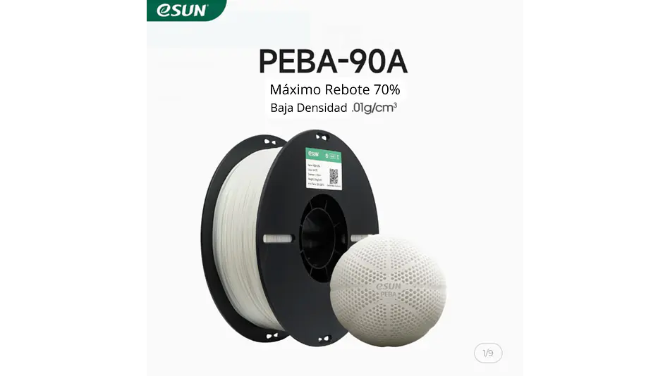 Filamento PEBA90A-LW  Gris 800 Gramos Alta Velocidad Esun | Filamentos 2