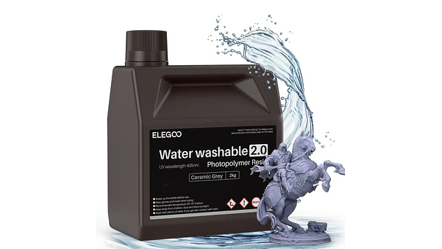 Resina Lavable al Agua 2.0 Gris 2 Litros Elegoo | Resina 1