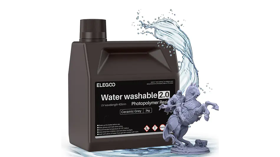 Resina Lavable al Agua 2.0 Gris 2 Litros Elegoo | Resina 1