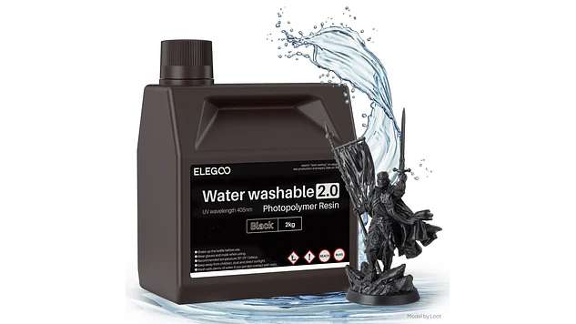 Resina Lavable al Agua 2.0 Negra 2 Litros Elegoo | Resina 1