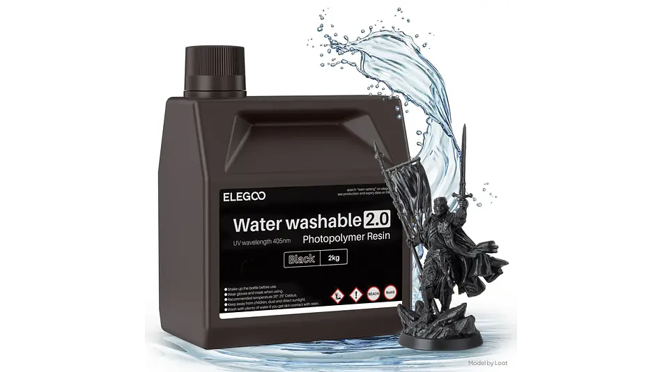 Resina Lavable al Agua 2.0 Negra 2 Litros Elegoo | Resina 1