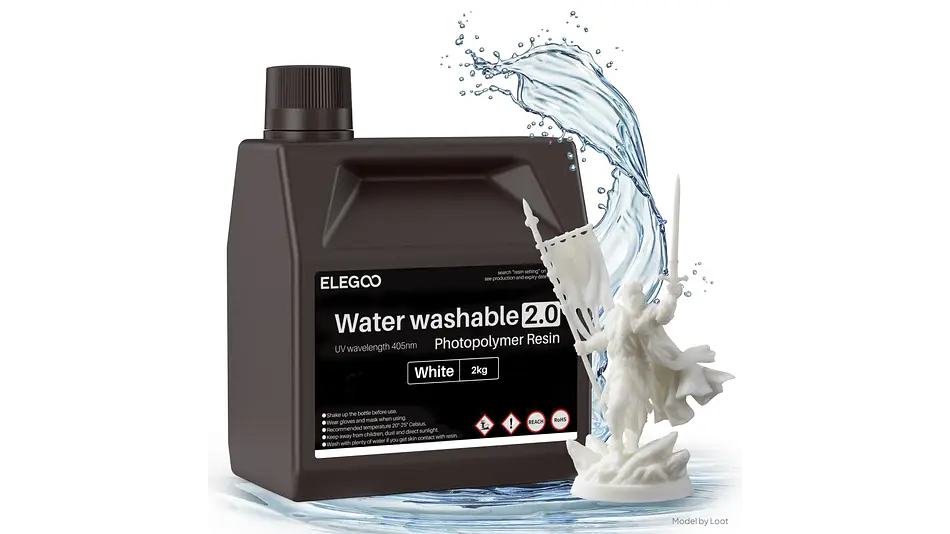 Resina Lavable al Agua 2.0 Blanca 2 Litros Elegoo | Resina 1