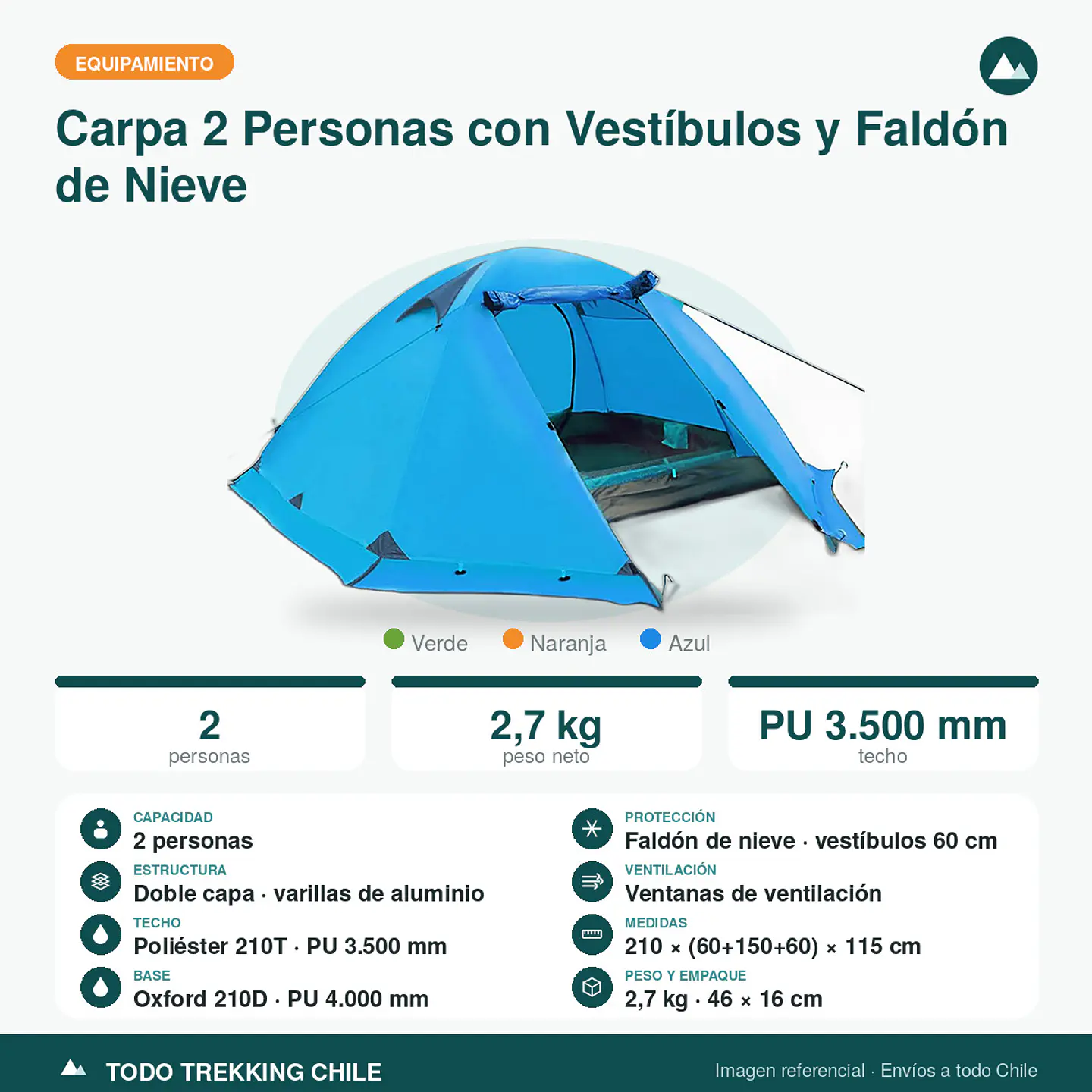 Carpa 2 Personas con Vestíbulos y Faldón de Nieve 5