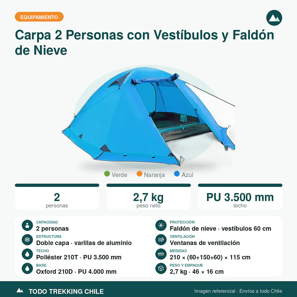 Carpa 2 Personas con Vestíbulos y Faldón de Nieve 5