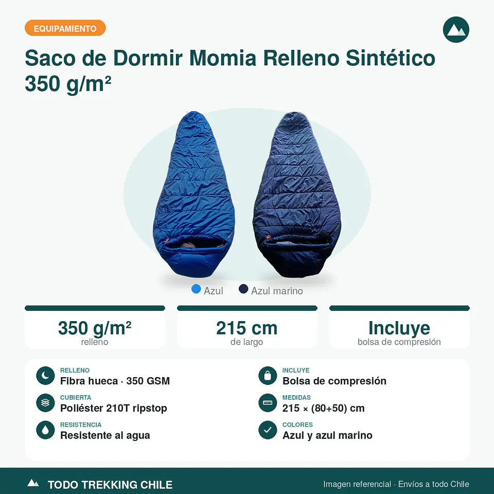 Saco de Dormir Momia Relleno Sintético 350 g/m² 3