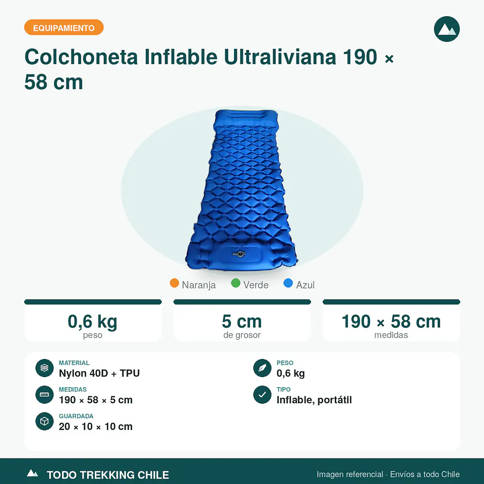 Colchoneta Inflable Ultraliviana 190 × 58 cm 2
