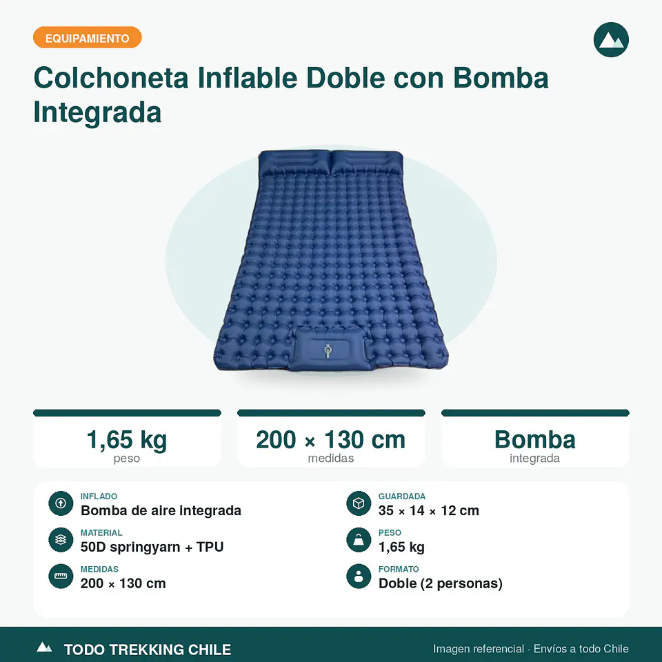 Colchoneta Inflable Doble con Bomba Integrada 3