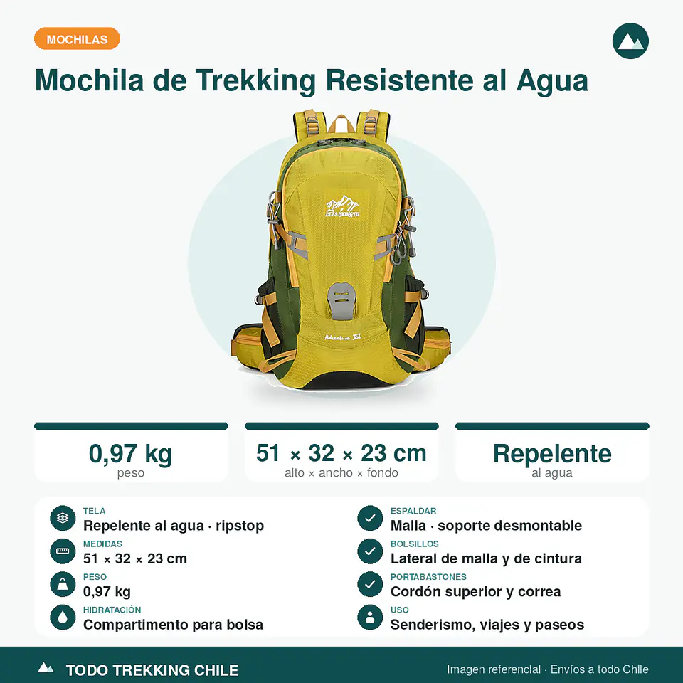 Mochila de Trekking 30L Resistente al Agua 3
