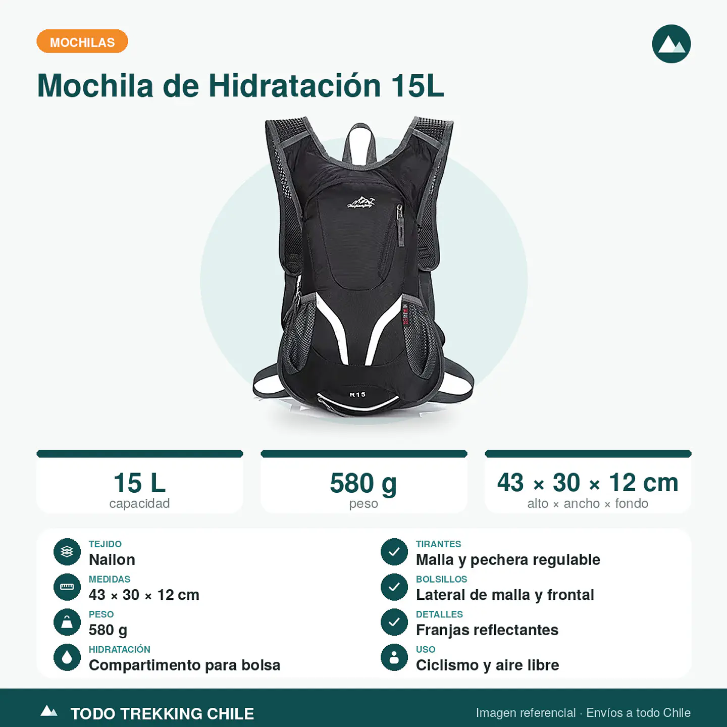 Mochila de Hidratación 15L Resistente al Agua 3