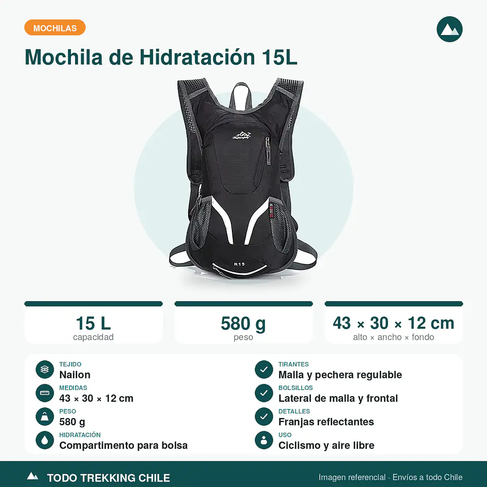 Mochila de Hidratación 15L Resistente al Agua 3