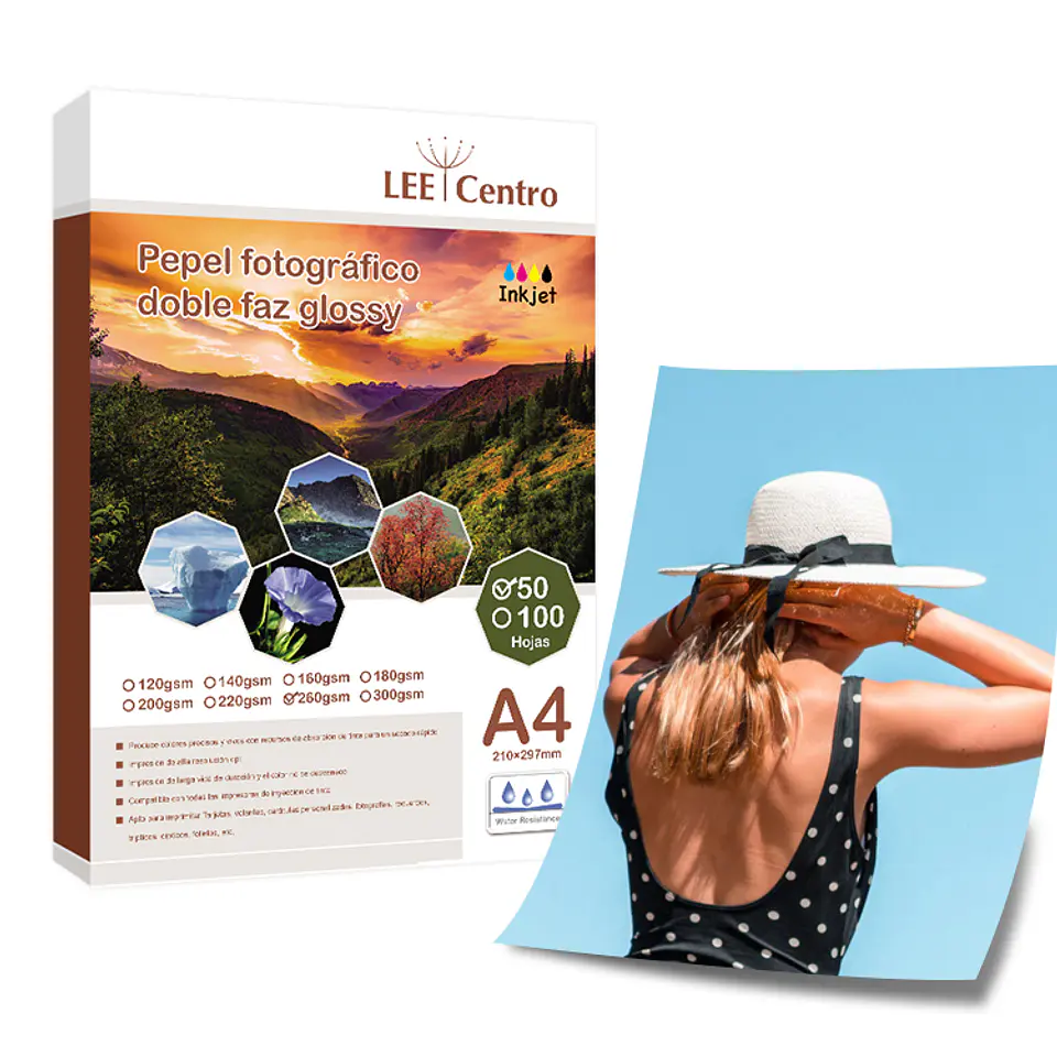  Papel Fotográfico Doble Cara Glossy A4 260gr 50 hojas  1