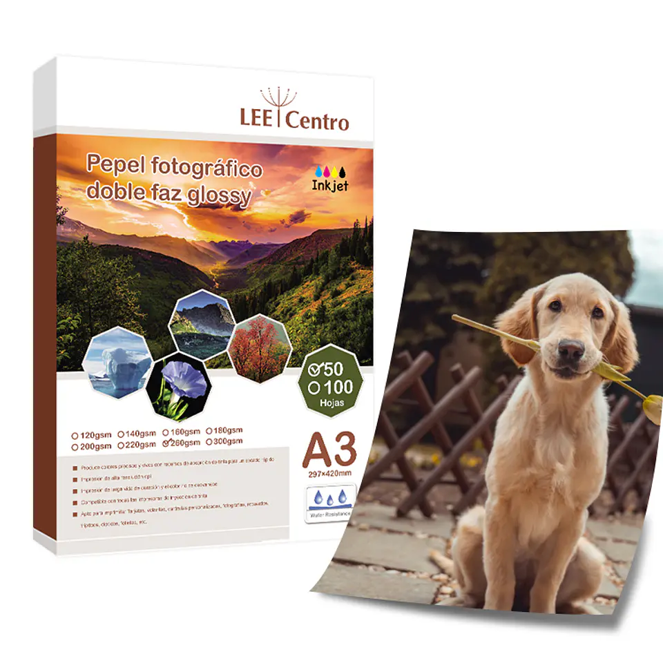  Papel Fotográfico Doble Cara Glossy A3 260gr 50 Hojas 1