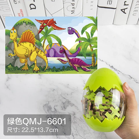 puzzle dinosaurios de 60 piezas en recipiente de huevo