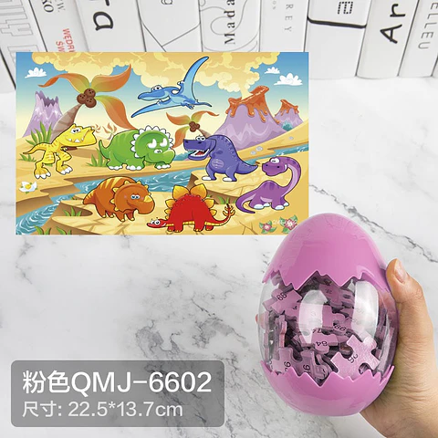 puzzle dinosaurios de 60 piezas en recipiente de huevo