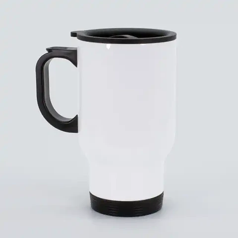 MUG SUBLIMACIÓN TÉRMICO BLANCO CON TAPA 410ML