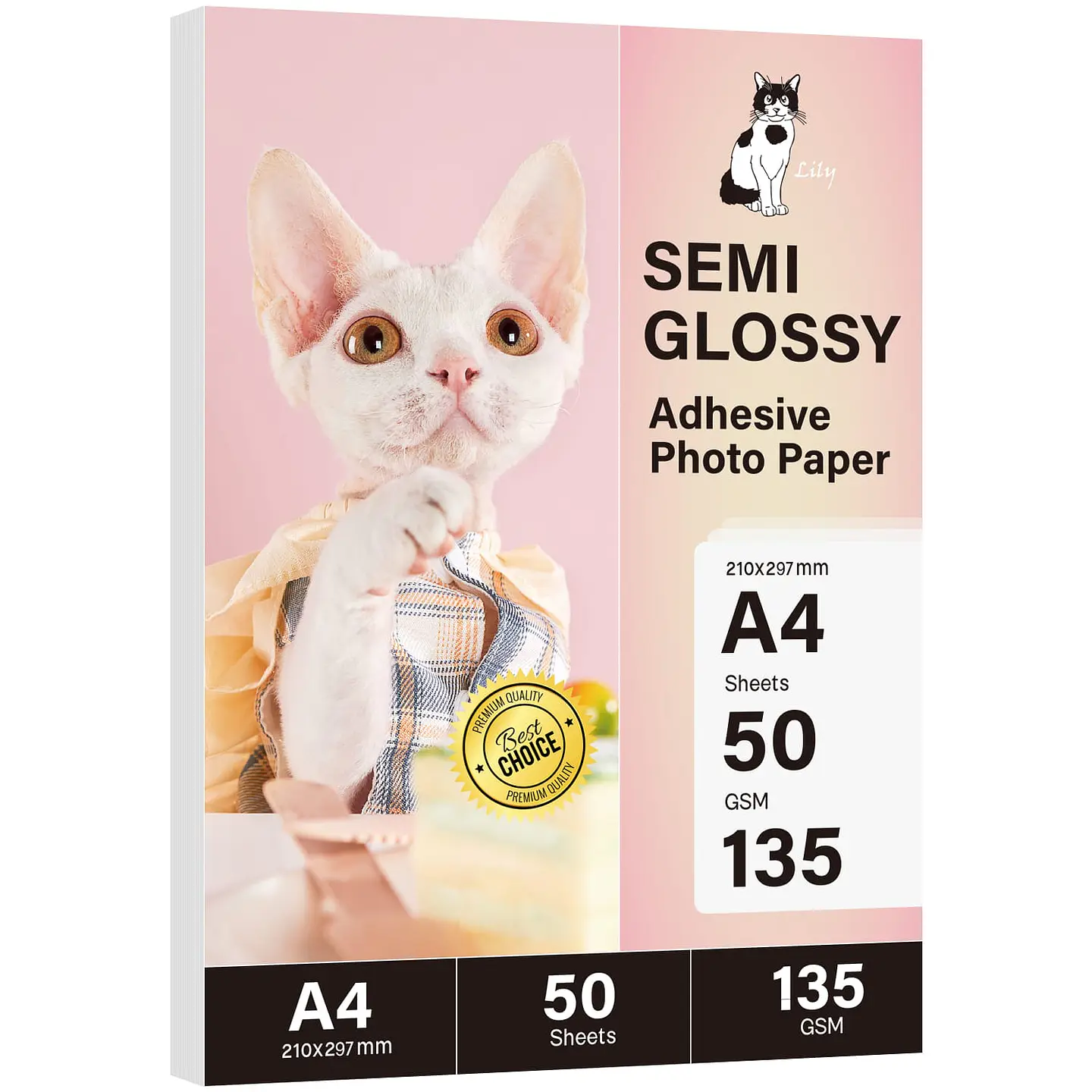 PAPEL ADHESIVO SEMIBRILLO 135 GRAMOS 50 HOJAS 1