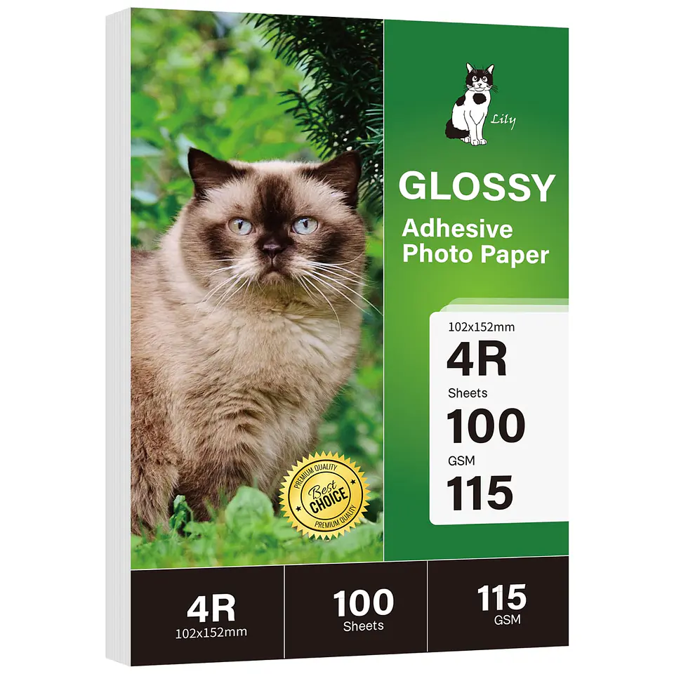 PAPEL ADHESIVO 4R(102X152MM) DE  115 GRAMOS 100 HOJAS 1