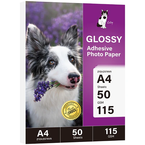 Papel adhesivo glossy 115 gramos A4 50 hojas 
