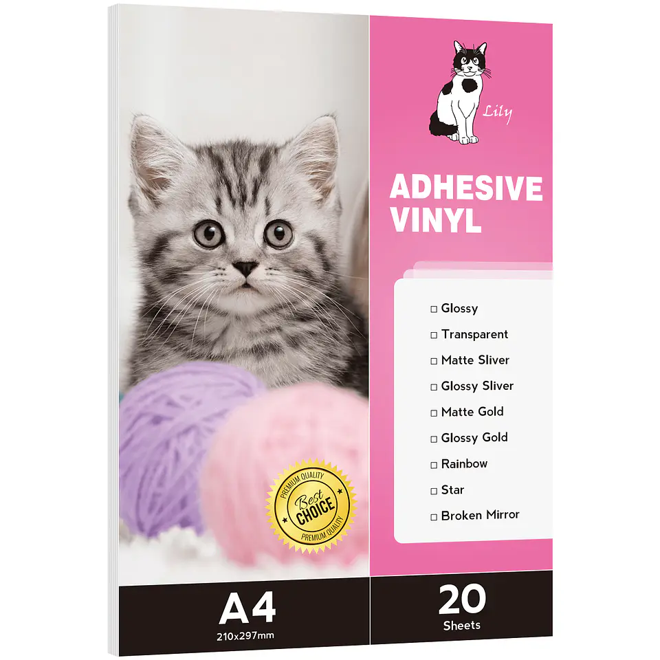 RESMA VINILO ADHESIVO IMPRIMIBLE 20 HOJAS 1