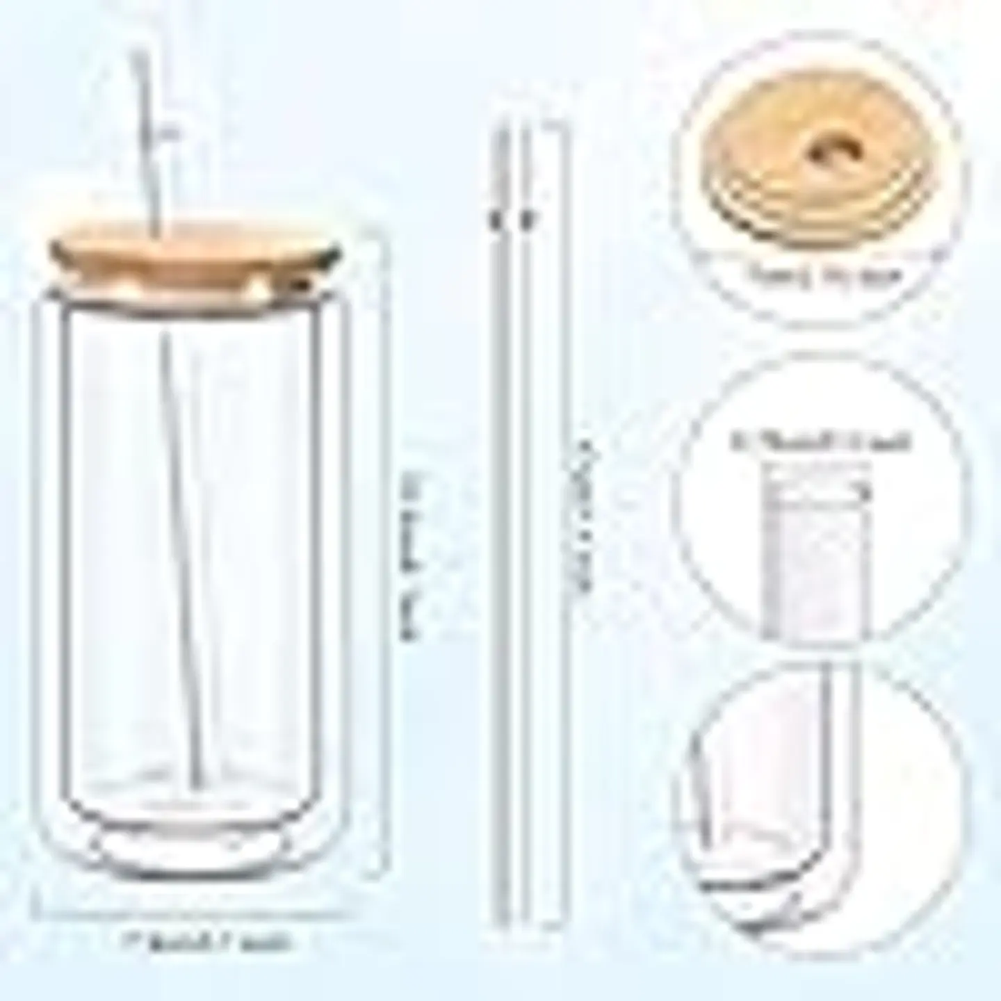 VASO TIPO LATA TAPA DE BAMBU 16OZ DE DOBLE PARED TRANSPARENTE SUBLIMABLE 3