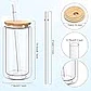 VASO TIPO LATA TAPA DE BAMBU 16OZ DE DOBLE PARED TRANSPARENTE SUBLIMABLE - Miniatura 3
