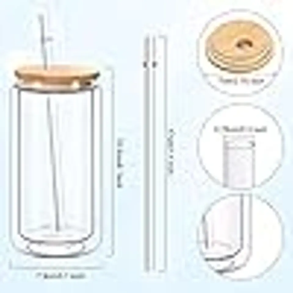 VASO TIPO LATA TAPA DE BAMBU 16OZ DE DOBLE PARED TRANSPARENTE SUBLIMABLE 3