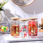 VASO TIPO LATA TAPA DE BAMBU 16OZ DE DOBLE PARED TRANSPARENTE SUBLIMABLE - Miniatura 1