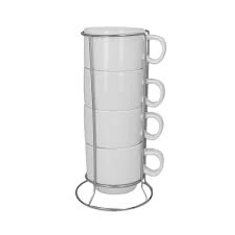 Set de Tazones Blancos Sublimables 6oz con Soporte.