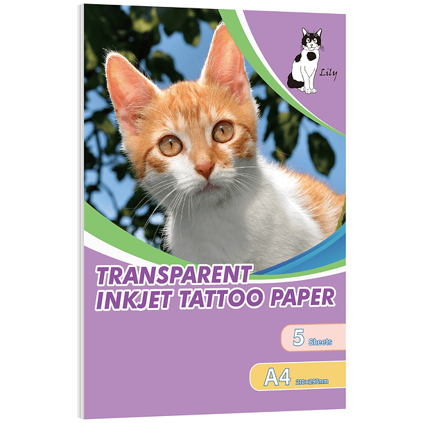 PAPEL PARA TATUAJES TEMPORALES IMPRIMIBLES TRANSPARENTES A4 (5 HOJAS)