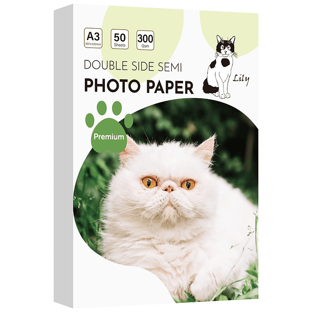 PAPEL SEMIBRILLO 300 GRAMOS A3 DOBLE CARA 50 HOJAS