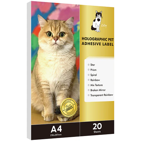 ADHESIVO HOLOGRAFICO  IMPRIMIBLE 20 HOJAS