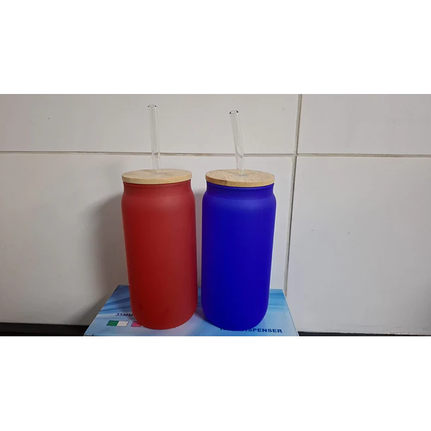 VASO MAGICO TIPO LATA TAPA DE BAMBU 16OZ DE 550ML SUBLIMABLE