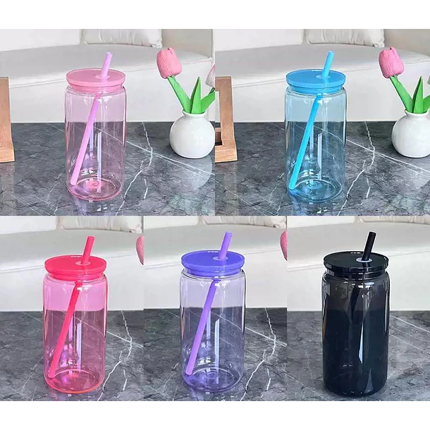 vaso acrilico tipo lata de 16oz para DTF UV y vinilo.