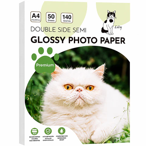 PAPEL SEMIBRILLO 140 GRAMOS DOBLE CARA 50 HOJAS