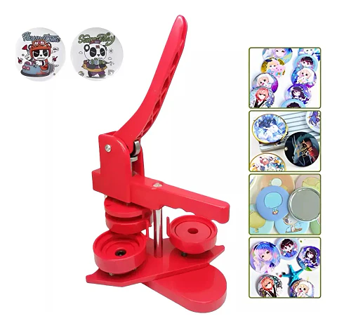 Maquina De Chapitas Matriz De 58mm Color Rojo + 100 CHAPITAS METALICAS