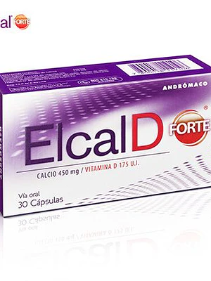 Elcal D Forte 450 mg / 175 UI Calcio, Vitamina D3 30 Cápsulas.