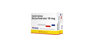 Cetirizina comprimidos de 10 mg., envase de 30 comprimidos