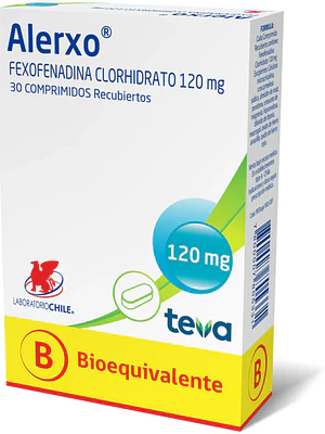 Alerxo (B) Fexofenadina 120 mg 30 Comprimidos recubiertos.
