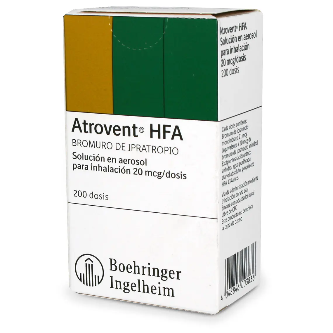 Atrovent HFA Bromuro de Ipratropio 20 mcg Inhalador  200 dosis. 1