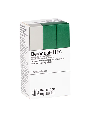 Berodual HFA  Bromuro de Ipratropio Fenoterol 20/50 mgc  Inhalador 200 dosis.