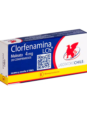 Clorfenamina Maleato (B) 4 mg 20 Comprimidos.
