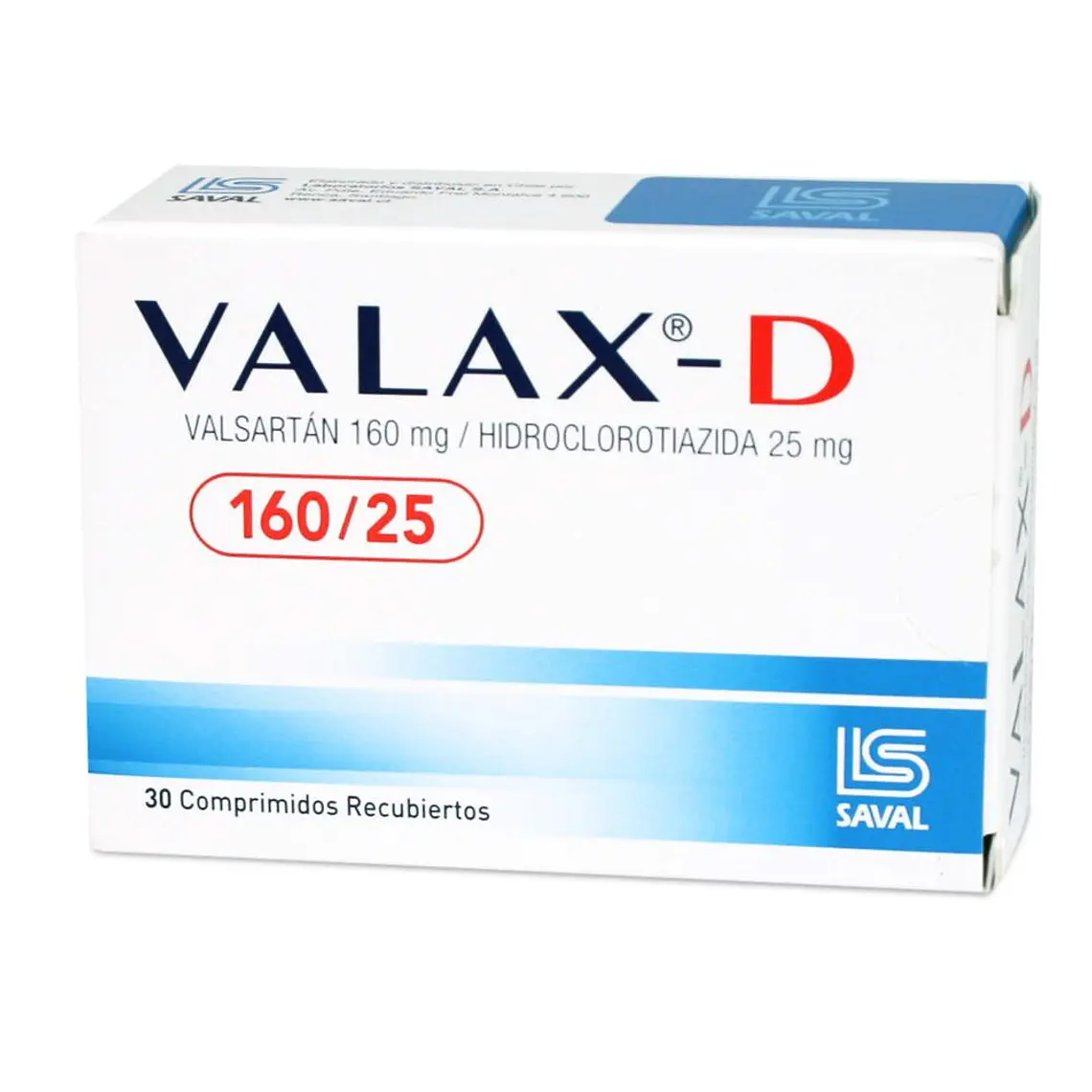 Valax-D Valsartán 160/25 mg 30 Comprimidos recubiertos. 1