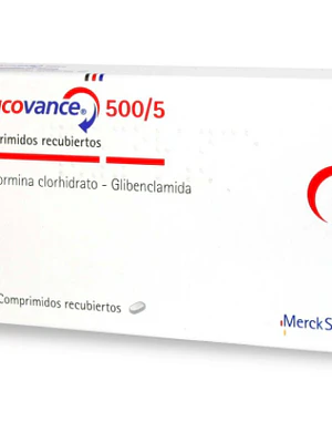 Glucovance 500/5 mg Metformina Glibenclamida 30 Comprimidos recubiertos.
