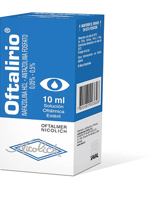 Oftalirio Antazolina, Nafazolina Solución oftálmica 10 ml.