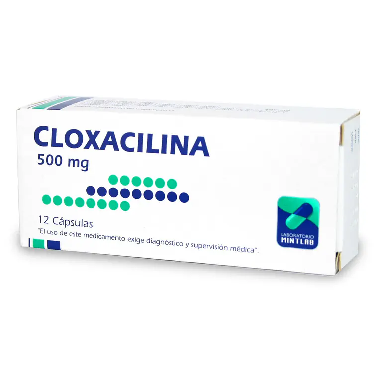 Cloxacilina 500 mg 12 Cápsulas.  1